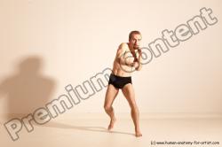 Underwear Martial art Man White Moving poses Slim Short Blond Dynamic poses Academic